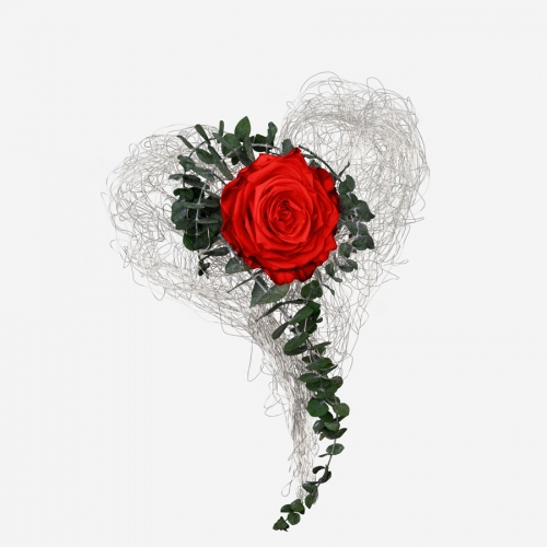 Drahtherz mit 1 roten Infinity Rose XXL - My Rosegarden